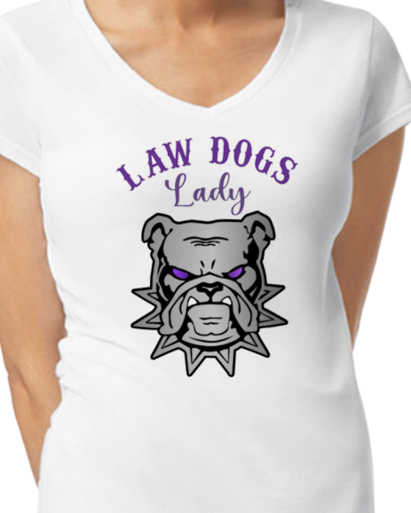 Law Dogs LADY Vneck Women's Fit Softstyle Tee - Many colors and customizable!