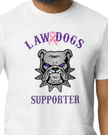 Law Dogs Supporter Pink Ribbon Adult Tee - Many colors and customizable!