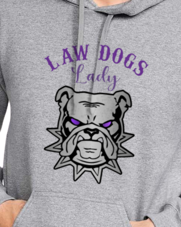 Law Dogs Lady Softstyle Gildan Hoodie Adult.  Multiple Colors - Customizable - Add back name (Copy)