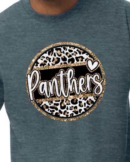 Panthers Gold Sparkle YOUTH ADULT Tee - customizable