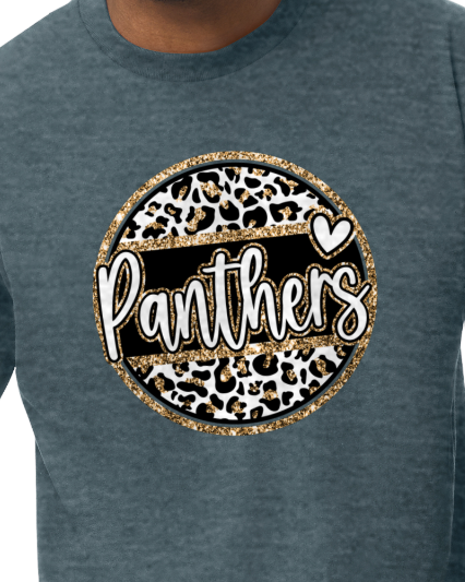 Panthers Gold Sparkle YOUTH ADULT Tee - customizable