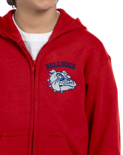 Helen Baldwin MS Bulldogs Zip Up Hooded Sweatshirt Youth to Adult sizes
