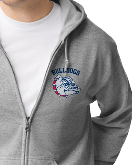 Helen Baldwin MS Bulldogs Zip Up Hooded Sweatshirt Youth to Adult sizes