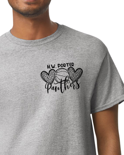 Porter Basketball Heart Youth to Adult Size Tshirt - Customize yours Now!
