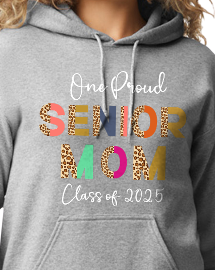 Senior Mom Animal Print Design Hooded Pullover