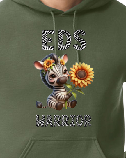 EDS Warrior Zebra with Sunflower Hooded Pullover (YOUTH TO ADULT SIZES) - Customize color and more!