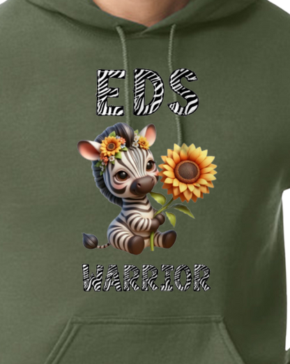 EDS Warrior Zebra with Sunflower Hooded Pullover (YOUTH TO ADULT SIZES) - Customize color and more!