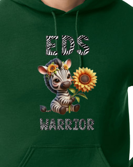 EDS Warrior Zebra with Sunflower Hooded Pullover (YOUTH TO ADULT SIZES) - Customize color and more!