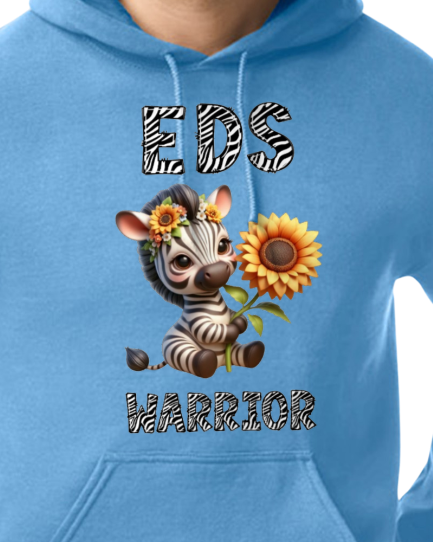 EDS Warrior Zebra with Sunflower Hooded Pullover (YOUTH TO ADULT SIZES) - Customize color and more!