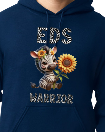 EDS Warrior Zebra with Sunflower Hooded Pullover (YOUTH TO ADULT SIZES) - Customize color and more!