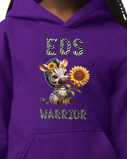 EDS Warrior Zebra with Sunflower Hooded Pullover (YOUTH TO ADULT SIZES) - Customize color and more!