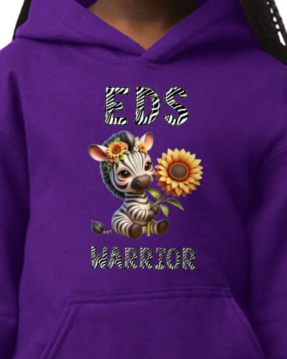 EDS Warrior Zebra with Sunflower Hooded Pullover (YOUTH TO ADULT SIZES) - Customize color and more!