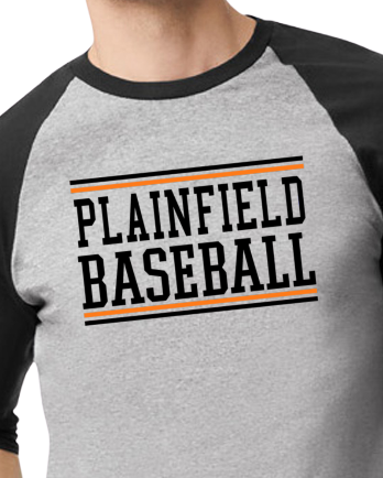 Plainfield Baseball 3/4 tee - Customize yours now!