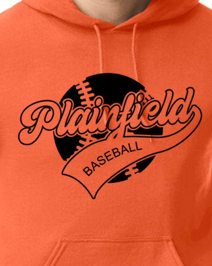 Plainfield Baseball Ball Outline Youth to Adult Hooded Sweatshirt - Customize yours today!