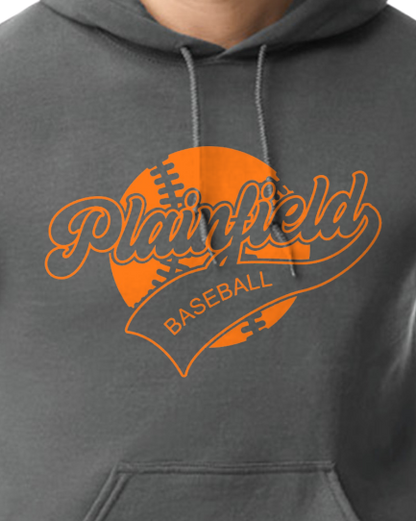 Plainfield Baseball Ball Outline Youth to Adult Hooded Sweatshirt - Customize yours today!