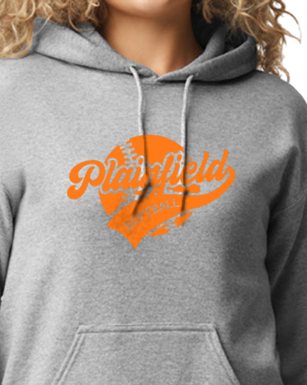 Plainfield Softball Ball Solid Youth to Adult Hooded Sweatshirt - Customize yours today!