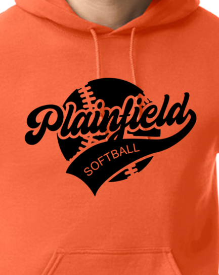 Plainfield Softball Ball Solid Youth to Adult Hooded Sweatshirt - Customize yours today!