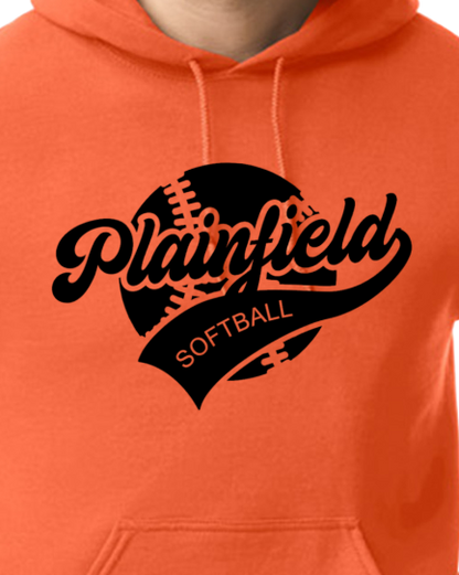 Plainfield Softball Ball Solid Youth to Adult Hooded Sweatshirt - Customize yours today!