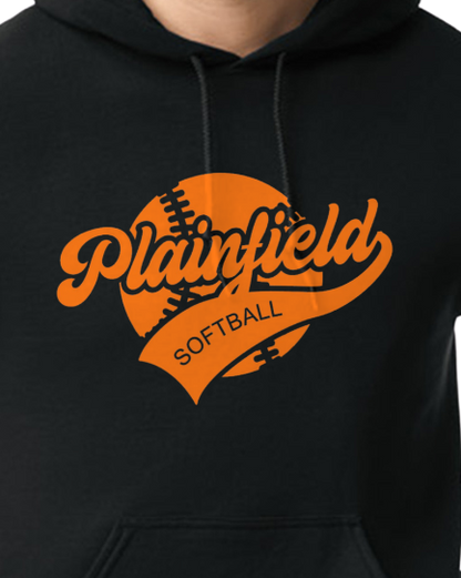 Plainfield Softball Ball Solid Youth to Adult Hooded Sweatshirt - Customize yours today!