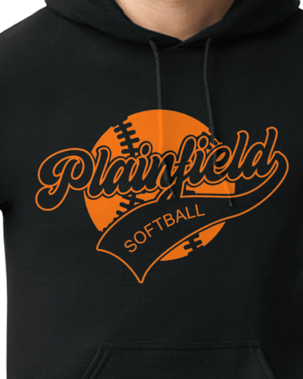 Plainfield Softball Ball Outline Youth to Adult Hooded Sweatshirt - Customize yours today!