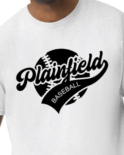 Plainfield Baseball Ball Solid Tshirt Youth to TALL ADULT sizes - Customize yours now!