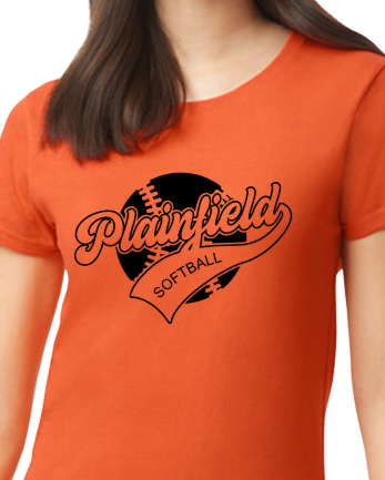 Plainfield Softball Ball Outline Tshirt WOMENS sizes - Customize yours now!