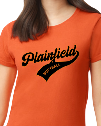 Plainfield Softball Cursive (no ball) Tshirt WOMENS sizes - Customize yours now!