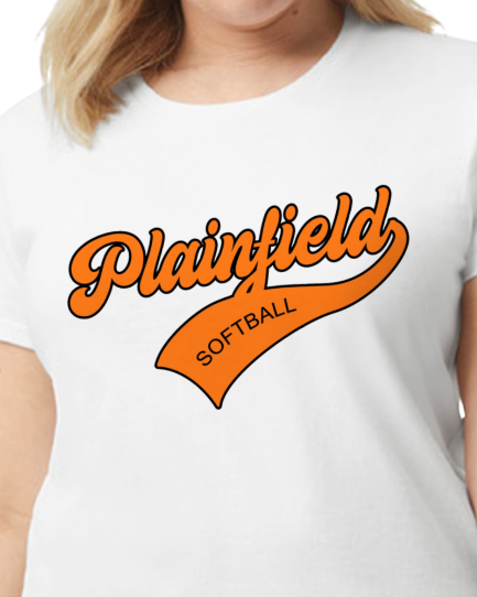 Plainfield Softball Cursive (no ball) Tshirt WOMENS sizes - Customize yours now!