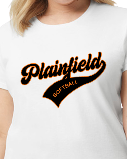 Plainfield Softball Cursive (no ball) Tshirt WOMENS sizes - Customize yours now!