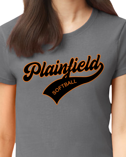 Plainfield Softball Cursive (no ball) Tshirt WOMENS sizes - Customize yours now!