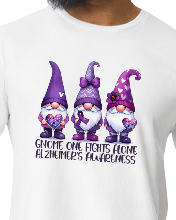 Alzheimer's GNOME ONE FIGHTS ALONE TShirt Bella+Canvas - Customize yours today!