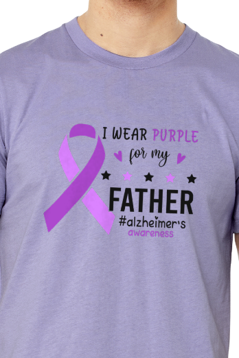 Alzheimer's I WEAR PURPLE FOR MY FATHER TShirt Bella+Canvas - Customize yours today!