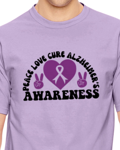 Alzheimer's PEACE LOVE CURE AWARENESS TShirt Bella+Canvas - Customize yours today!