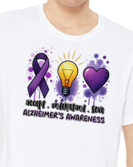 Alzheimer's ACCEPT UNDERSTAND LOVE TShirt Bella+Canvas - Customize yours today!