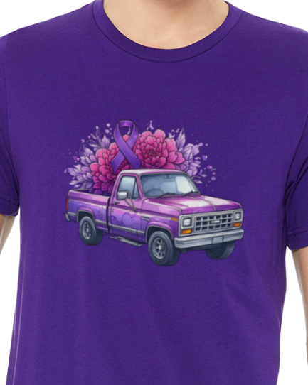 Alzheimer's PURPLE TRUCK TShirt Bella+Canvas - Customize yours today!