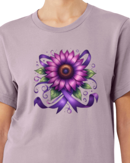 Alzheimer's PURPLE FLOWER TShirt Bella+Canvas - Customize yours today!