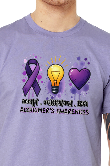 Alzheimer's ACCEPT UNDERSTAND LOVE TShirt Bella+Canvas - Customize yours today!