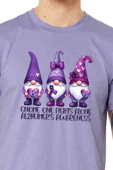 Alzheimer's GNOME ONE FIGHTS ALONE TShirt Bella+Canvas - Customize yours today!