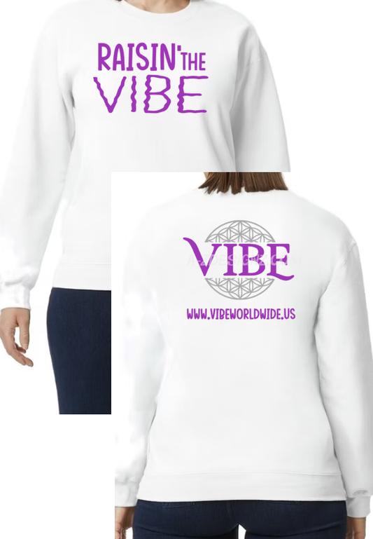 Raisin' the VIBE comfy Softstyle Gildan brand crewneck sweatshirt
