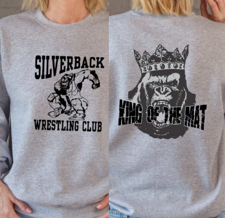 Silverback Wrestling King of the Mat Crew Sweatshirt YOUTH to ADULT sizes (many color choices)