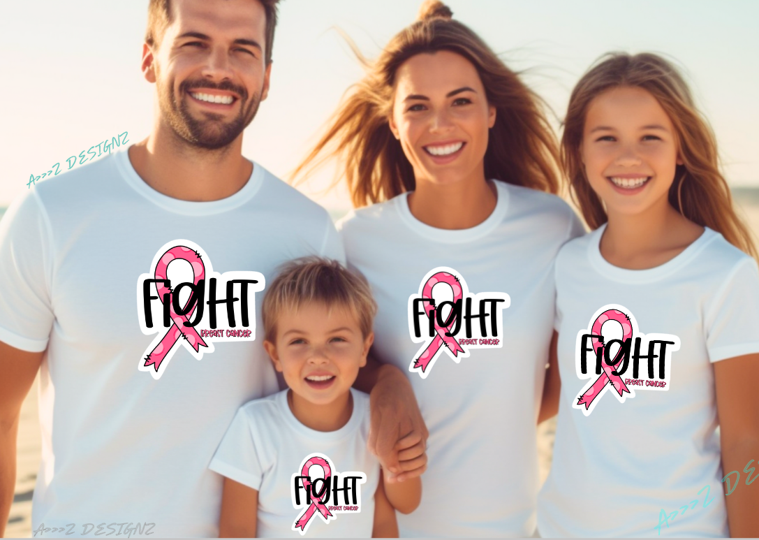Fight Breast Cancer Pink Ribbon  Youth and Adult Sizes Tshirt