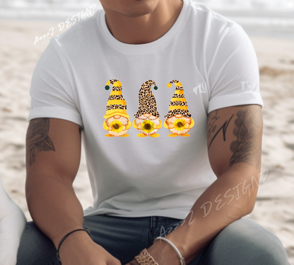 Sunflower Gnome Trio Adult Tshirt