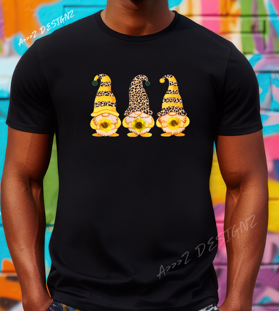 Sunflower Gnome Trio Adult Tshirt