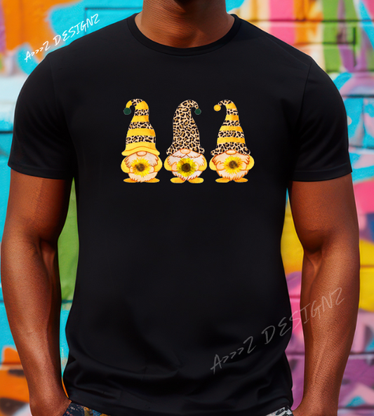 Sunflower Gnome Trio Adult Tshirt