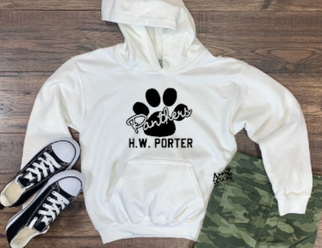 H.W. Porter Panthers Cursive Youth to Adult Gildan Hoodie
