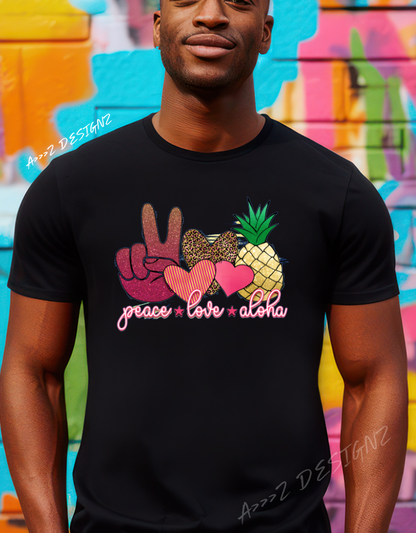 Peace Love Aloha Adult Tshirt