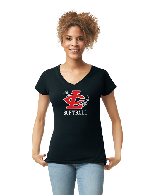 CLLL Softball SoftStyle Gildan Fitted V-Neck T-Shirt BLACK