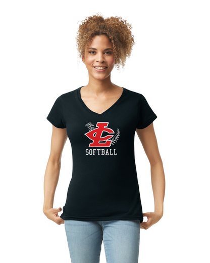 CLLL Softball SoftStyle Gildan Fitted V-Neck T-Shirt BLACK