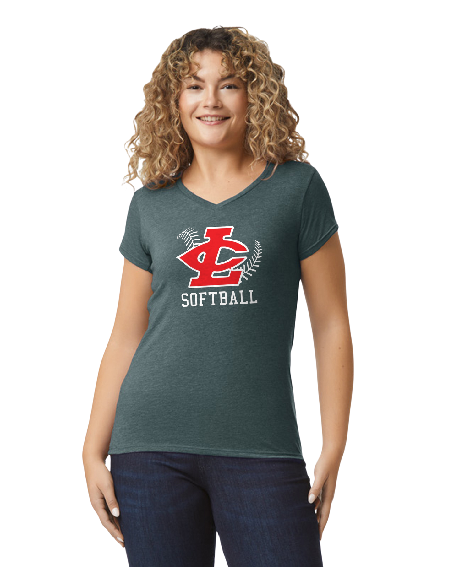 CLLL Softball SoftStyle Gildan Fitted V-Neck T-Shirt GRAPHITE