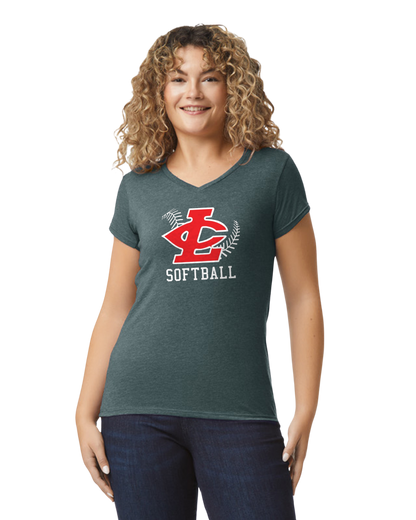 CLLL Softball SoftStyle Gildan Fitted V-Neck T-Shirt GRAPHITE